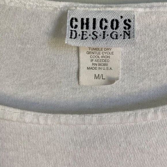 Chico's Design White Short Sleeve Cotton Shirt Size M/L - Picture 6 of 7